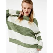 Resim Koton Bisiklet Yaka Renk Bloklu Kadın Triko Kazak 6WAL90036HT (6WAL90036HT) 