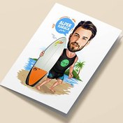 Resim Sörf Yapan Erkek Karikatürlü Tebrik Kartı 