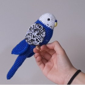 Resim nildamigurumi Amigurumi Kuş Oyuncak Muhabbet Kuşu Lacivert KIrçıllı 