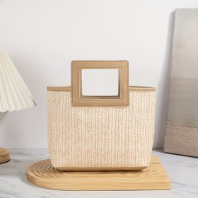Resim Kadınlar İçin Dokuma PVC Çanta - Tatil ve Plaj Tote, Açık Üst Tasarım, Dayanıklı & Hafif Seyahat, Yaz Gezileri, Piknikler için - Fildişi Beyaz, Şık Kenar Detaylı, Sağlam Yapı 