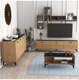 Resim Moxenmobilya Moxen Mtsk2 Mira Tvünitesi-Orta Sehpa Ve Konsol Sepet Yemek Odası 