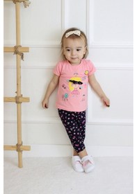 Resim Harika Kids Kız Bebek Kaprili Kısa Kollu Kız Desen Baskılı Yazlık Basic Alt-üst Takım 6-24 Ay 001 