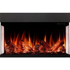 Resim Laden 90 - Isıtmalı Elektrikli Şömine Sınırsız Renkli 3 Yüzey Camlı Metal Çerçeveli 