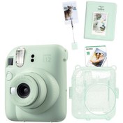 Resim Fujifilm Instax Mini 12 Fotoğraf Makinesi + 10'lu Film + Kıskaçlı Stand + Pvc Albüm + Simli Pleksi Kılıf 