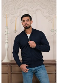 Resim Woolen World Regular Fit Dik Yaka İnce Baharlık Triko Hırka Lacivert 