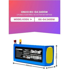 Resim Electroll Onvo Rx-04 2400W Batarya (Maksimum Kapasite) 52V 40.000MAH Elektrikli Scooter Bataryası 