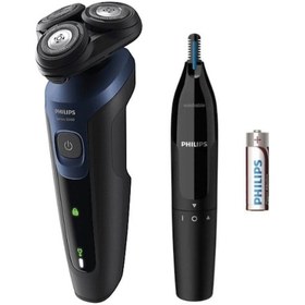 Resim Philips S5445 Islak - Kuru Sinek Kaydı Tıraş - Kulak-burun Tüy Kesme Makinesi 2'li 