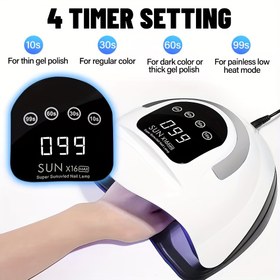 Resim SUNX16MAX Yüksek Güç 72-LED Tırnak Lambası, Süper Güneş Yanması LED Teknolojisi, Tırnak Salonu, Doğum Günü, Cadılar Bayramı ve Noel Hediyeleri için Ergonomik Tasarım - Plastik, 220V, Type-C Fiş, Tırnak Kurutucu 