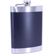 Resim stainless steell Siyah Deri Kaplama Paslanmaz Çelik Cep Matarası - Hip Flask 9 OZ 