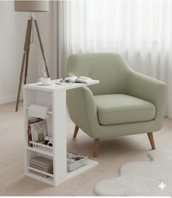 Resim Pint C Tipi Koltuk Yanı Sehpası Dergilikli Laptop Kahve Yan Sehpası Yatay Beyaz Beyaz 