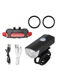 Resim Eldrive Şarj Edilebilir Led Bisiklet Far Ön Işık Kuyruk Lambası Siyah 