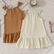 Resim 2 Adet Sevimli Kızlar İçin Yaz Prenses Elbise Seti - Rahat Nefes Alabilen Polyester, Fırfır Etekli Kolsuz, Partiler ve Plaj Gezileri İçin Uygun Günlük Çok Yönlü Stil "Ayarlanabilir Omuz Askısı Sabit Değil" Lütfen Etek Uzunluğuna Dikkat. Omuz Askıları Elbise Uzunluğunu Etkileyebilir 