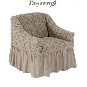 Resim Şal Desen Jakarli Koltuk Örtüsü ,berjer Kılıfı Tekli Taş Taş 