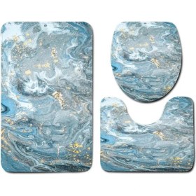 Resim DouranShop Yeşil Stil Kaymaz Mat Mermer Tuvalet Paspas Zemin Halıları Ev Gereçleri Banyo Halısı Basit Stil Doku Mavi Wc Mat Duş Halısı Için (Yurt Dışından) 