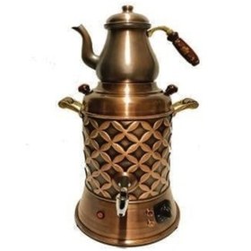 Resim Anka Elektrikli 3 Demlikli Bakır Semaver 