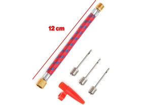 Resim Bisiklet pompa seti el tipi ayak tutamaklı hava top şişirme plastik başlıklı borulu ığne uçlu 30 cm 