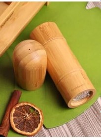 Resim Bambum 5 Parça Standlı Tuzluk Biberlik Öğütücülü Baharatlık Seti 