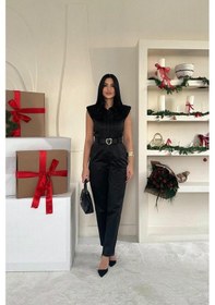 Resim Soonaksesuar Siyah Vatkalı Kemerli Tulum Siyah 