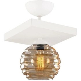 Resim Modern Bal Camlı Model Tekli Kare Plafonyer Avize Salon P 