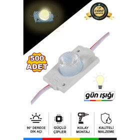 Resim Cs Led DC12V 1,5W 500 Adet Gün Işığı Tek Mercekli Modül LED Su Geçirmez Yapışkanlı Reklam Tabelası Dekoratif 