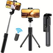 Resim Genişletilebilir Cep Telefonu Selfie Çubuğu Tripod, Taşınabilir, Tüm-içinde Bir Stand, Kablosuz Uzaktan Kumandalı, 360 Derece Dönebilen, Apple iPhone Samsung Android Akıllı Telefonlar için Uygun 