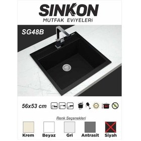 Resim Sinkon Siyah Granit Eviye 56 x 53 - Sg48B - Sinkon 