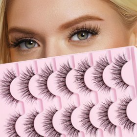 Resim 7 Çift Şeffaf Saplı Sahte Kirpik, Doğal Çapraz, Günlük Seyahat Makyajı İçin Kıvrılmış, Yumuşak Ve Uzamış, Balık Kuyruğu Stili, Sahte Kirpikler AHS-2404. 