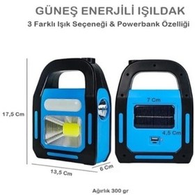 Resim Büro Ev Ofis Kamp Keyfi İçin Solar Güneş Enerji Şarjlı Powerbanklı Işıldaklı Lamba Açık Gri 