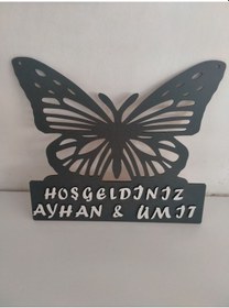 Resim Kelebek Kapı Süsü Kişiye Özel Antrasit 