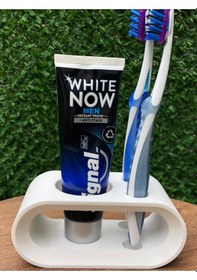 Resim Diş Fırçası Ve Diş Macunu Standı Banyo Organizer Beyaz 