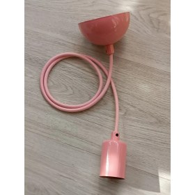 Resim Allians E27 Fransız Pembe Renk Duy, Kılıflı, 1 Metre Kumaş Kablo, Tavan Kanca 