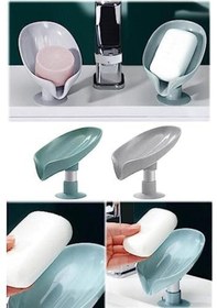 Resim 2 Adet Plastik Vantuzlu Su Giderli Katı Sabunluk, Katı Sabun Kutusu Siyah 