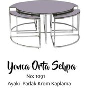 Resim Brc Yonca Zigon-Orta Sehpa1091 Düz Siyah Temper Cam Metal Transmi 