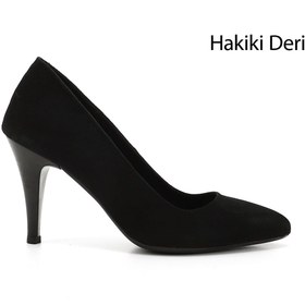 Resim GÖNDERİ(R) Kadın Siyah Süet Sivri Burun Ince Topuklu Hakiki Deri Stiletto 