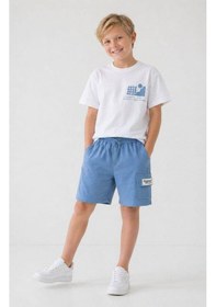 Resim Miniko Kids Erkek Çocuk Kargo Cepli Pamuk Şortlu Takım Beyaz 