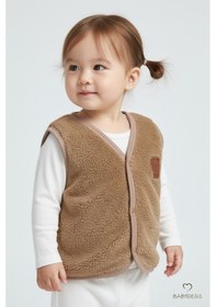 Resim Babyden's Welsoft Kız Bebek Çocuk Çıtçıtlı Yelek Yumuşak Dokulu,ayıcık Armalı,peluş Bebek Yeleği Kahverengi 