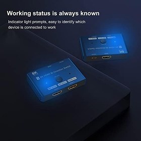 Resim CABLEDECONN HDMI 2.1 Anahtarı 8K Çift Yönlü Bölücü 8K@60Hz 4K@120Hz 1440p@165Hz 1080P@240Hz 1 "2out 2" 1out Yüksek Hızlı 48Gbps eARC Dönüştürücü Xbox X PS5 Mavi ile Uyumlu ¡ 