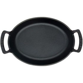 Resim Lava Oval Kulplu Tava Ahşap Altlıklı 27x20 Kırmızı 