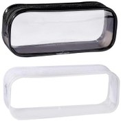 Resim Ganzhoushop Şeffaf Kalem Kutuları 2 Adet Şeffaf Kalem Çantası Kalem Kutuları Kalem Kutuları Şeffaf Pvc Fermuarlı Kırtasiye Çantası Okul Ofis Malzemeleri İçin 