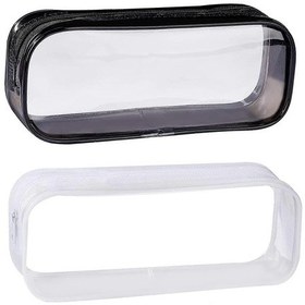 Resim Ganzhoushop Şeffaf Kalem Kutuları 2 Adet Şeffaf Kalem Çantası Kalem Kutuları Kalem Kutuları Şeffaf Pvc Fermuarlı Kırtasiye Çantası Okul Ofis Malzemeleri İçin 