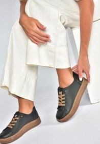 Resim Fox Shoes V999060503 Siyah Hakiki Deri Nubuk Kadın Spor Ayakkabı Sneakers 