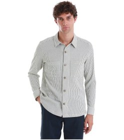 Resim Yeşil Klasik Fit Çizgili Uzun Kollu Overshirt Gömlek Ceket 24d190000048 Ysc Yeşil 