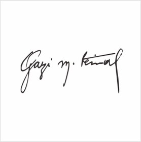 Resim Reysa Tasarım Gazi Mustafa Kemal Imzası Sticker 30x15 Cm Beyaz 