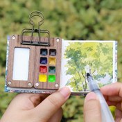 Resim 8'li El Yapımı Ceviz Sulu Boya Paleti Seti, 0.02oz Mini Sanat Malzemeleri, Okula Dönüş Sezonu İçin Mükemmel 