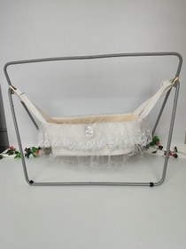 Resim Anne Yanı Bebek Salıncağı Metal Hamak Taşınabilir Beşik Portatif Katlanır Pamuklu Taşıma Kundak Sütlü Kahve 