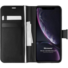 Resim Microsonic Apple iPhone XR Kılıf Delux Leather Wallet Siyah 