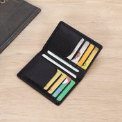 Resim Erkek Modası Ultra-İnce Kart Tutucu Gerçek Deri Kimlik Kartı Tutucu Minimalist Ön Cep Bifold Cüzdan 