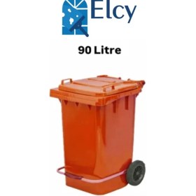 Resim Elcy 90 Litre Tıbbi Atık Plastik Pedallı Çöp Konteyneri Turuncu Isıya Karşı Dayanıklı 