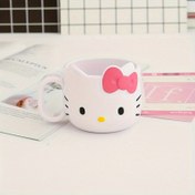 Resim Sanrio Hello Kitty Pembe Banyo Bardağı - Kırmızı Kurdeleli Sevimli Karakter Tasarımı, Günlük Kullanım İçin Dayanıklı Plastik, Sanrio Hayranları için Mükemmel Doğum Günü Hediyesi, Hello Kitty Banyo Dekoru, Eğlenceli Tasarım, Sağlam Yapı 
