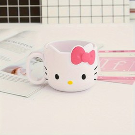 Resim Sanrio Hello Kitty Pembe Banyo Bardağı - Kırmızı Kurdeleli Sevimli Karakter Tasarımı, Günlük Kullanım İçin Dayanıklı Plastik, Sanrio Hayranları için Mükemmel Doğum Günü Hediyesi, Hello Kitty Banyo Dekoru, Eğlenceli Tasarım, Sağlam Yapı 